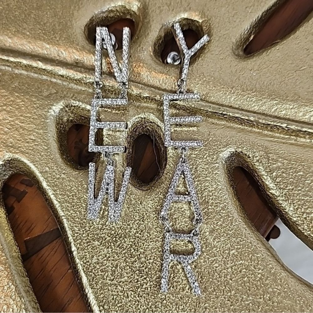 Sparkly New Year's Rhinestone Pierced Earrings